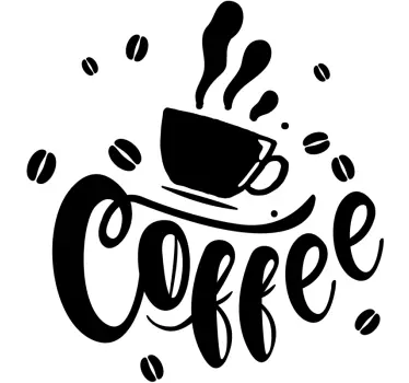 Sticker cuisine tasse de café et grains - TenStickers