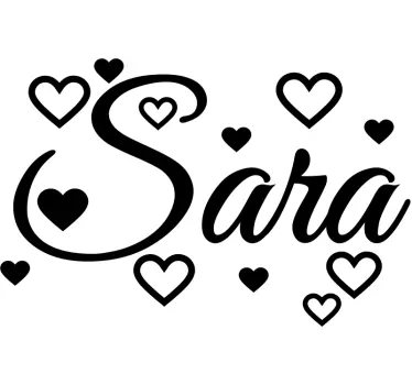 Sticker mural prénom personnalisable et cœurs - TenStickers