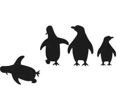 Sticker porte clan de pingouins joyeux - TenStickers