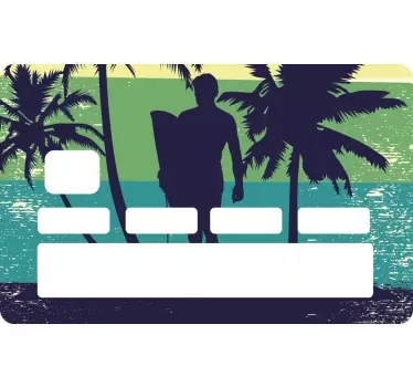 Sticker carte bancaire silhouette de surfer - TenStickers