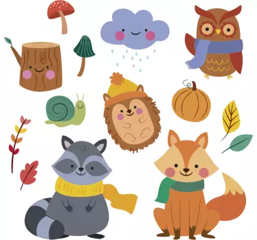 Sticker mural animaux en automne - TenStickers