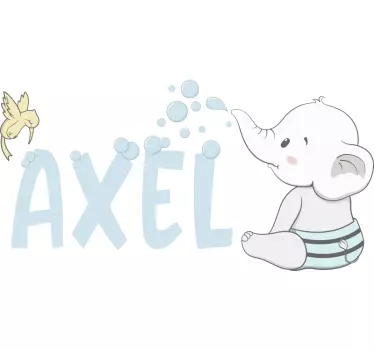 Sticker mural Éléphant avec nom personnalisable - TenStickers
