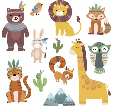 Sticker Animaux style indien - TenStickers