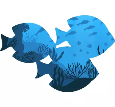 Sticker Mural Poisson et fond marin - TenStickers