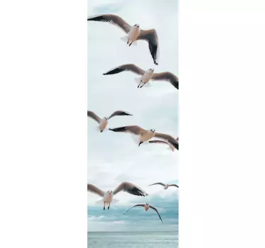 Sticker de Porte Bord de mer et mouettes - TenStickers