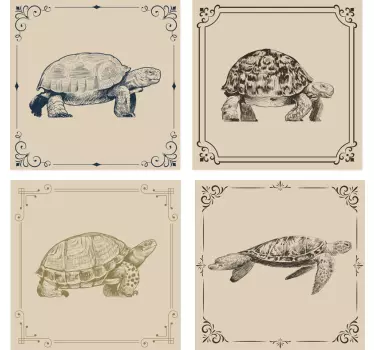 Sticker carrelage dessins de tortues - TenStickers