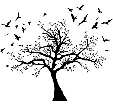 Sticker Mural Arbre avec des oiseaux - TenStickers