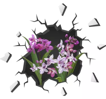 Sticker effet visuel Fleurs dans un trou - TenStickers