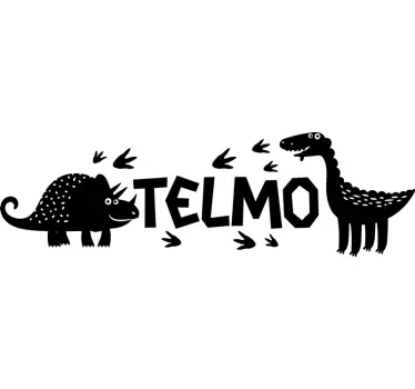 Sticker mural Dinosaure avec prénom - TenStickers