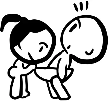 Sticker wc fille qui jette un œil au garçon - TenStickers