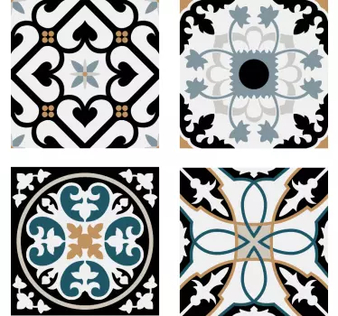 Autocollant Carrelage sticker bleu et noir portugais - TenStickers