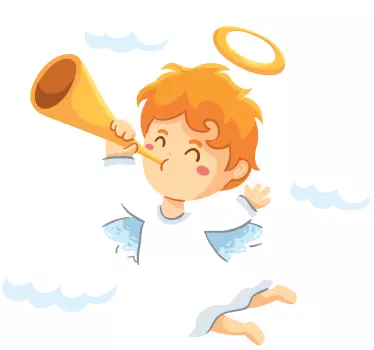 Sticker Vitre Noel Ange apportant de bonnes nouvelles - TenStickers