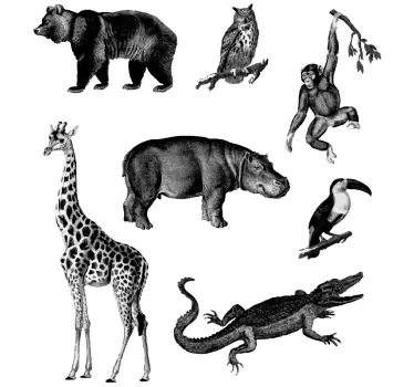 Sticker Animal Sauvage Jungle noir et blanc - TenStickers