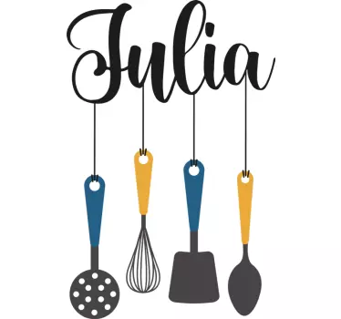 Sticker Ustensiles de cuisine avec prénom personnalisé - TenStickers
