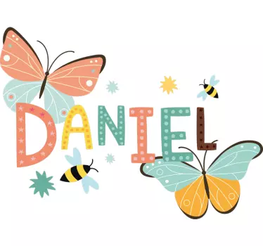 Sticker bébé papillons personnalisés avec prénom - TenStickers