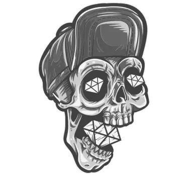 Autocollant Halloween Tête de squelette dans un diamant - TenStickers