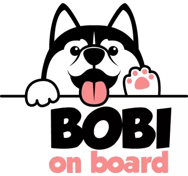 Sticker voiture chien avec nom personnalisable - TenStickers
