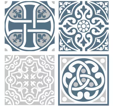 Adhésif carrelage bleu et gris - TenStickers