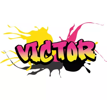 Sticker chambre ado graffiti rose et jaune - TenStickers