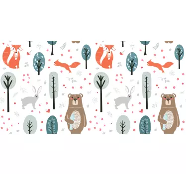 Papier autocollant meuble Amis animaux nordiques - TenStickers