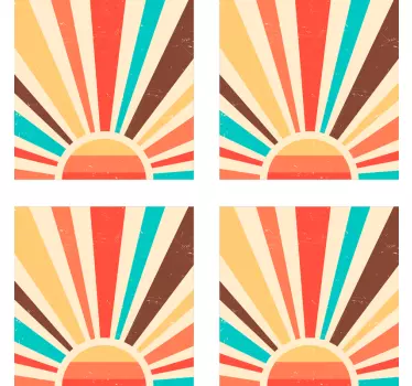 Sticker carrelage coucher de soleil vintage - TenStickers