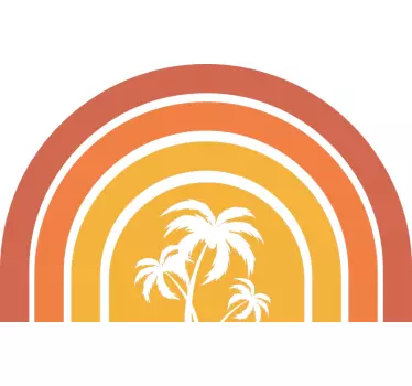 Sticker pour Tete de Lit Lit rétro coucher de soleil et palmiers - TenStickers