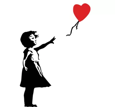 Sticker mural salon chambre Banksy fille au ballon cœur - TenStickers