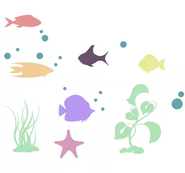 Sticker salle de bain poisson monde sous-marin - TenStickers