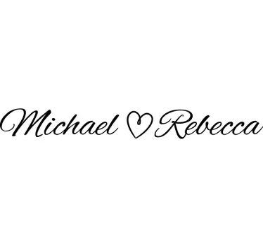 Sticker mariage coeur et prénoms personnalisés - TenStickers