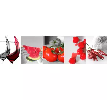 Sticker cuisine éléments rouges - TenStickers