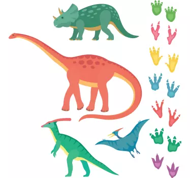 Stickers muraux dinosaure Dinosaures et empreintes de pas - TenStickers