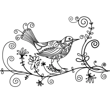 Autocollant mural floral rossignol - TenStickers