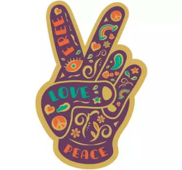 Sticker Muraux Sport Planche à roulettes signe de paix hippie - TenStickers