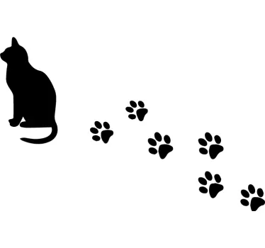Sticker Mural Animal de Compagnie Chat et sa trace - TenStickers
