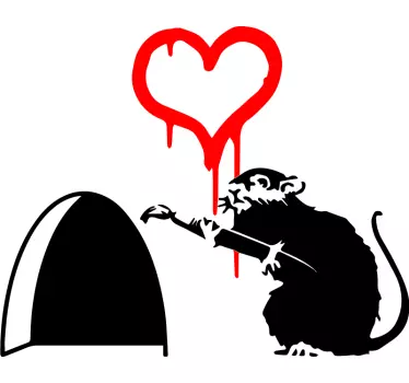 Sticker Art Deco Rat et un coeur banksy - TenStickers