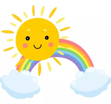 Sticker chambre enfant soleil arc en ciel et nuages - TenStickers