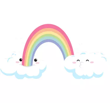 Sticker Mural Dessin Animé Joli nuage vomissant arc-en-ciel - TenStickers