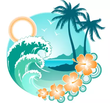 Sticker décoratif plage exotique - TenStickers