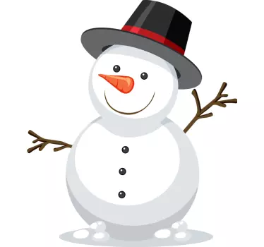 Sticker Vitre Noel Bonhomme de neige avec les bras - TenStickers