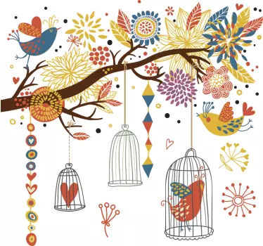 Sticker décoratif jardin d'oiseaux - TenStickers