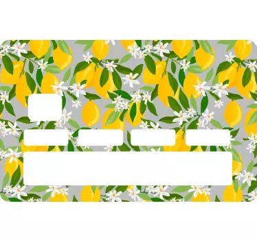 Sticker carte bancaire motif floral citronnier - TenStickers