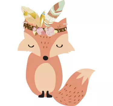 Sticker Animal Sauvage Renard aux plumes boho - TenStickers