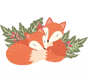 Sticker Animal Sauvage Deux renards endormis - TenStickers