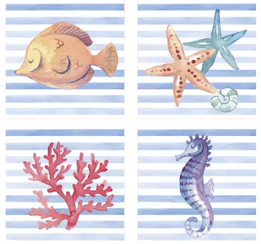 Sticker salle de bain carrelage la vie marine - TenStickers