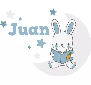 Sticker chambre enfant lapin lisant un livre - TenStickers