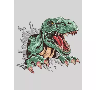 Vitrophanie vitrine Détail du t-rex brisant le mur - TenStickers
