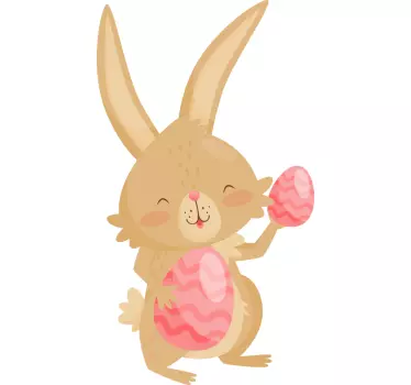 Autocollant animal de compagnie lapin heureux avec oeufs - TenStickers
