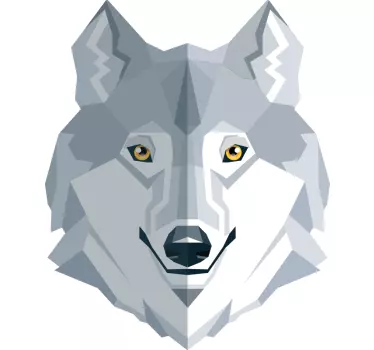 Sticker fenêtre tête de loup géométrique - TenStickers