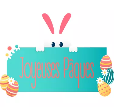 Autocollant vitrine joyeuses pâques avec lapin - TenStickers
