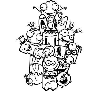 Sticker enfant collection monstres dessin - TenStickers